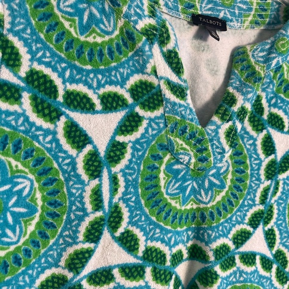 Talbots Green Blue Medallion Print Terry Cloth Swimwear Cover Up Size XS - Picture 8 of 10
